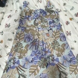 Floral Sleeveless Dress in Blue and Green